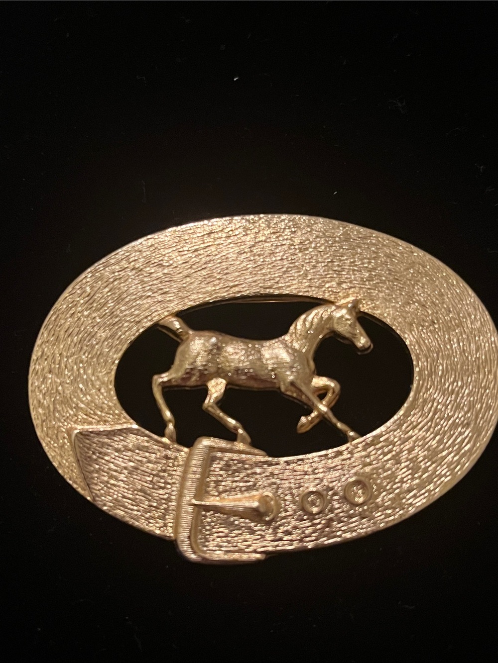 Gold Horse Belt Buckle Brooch